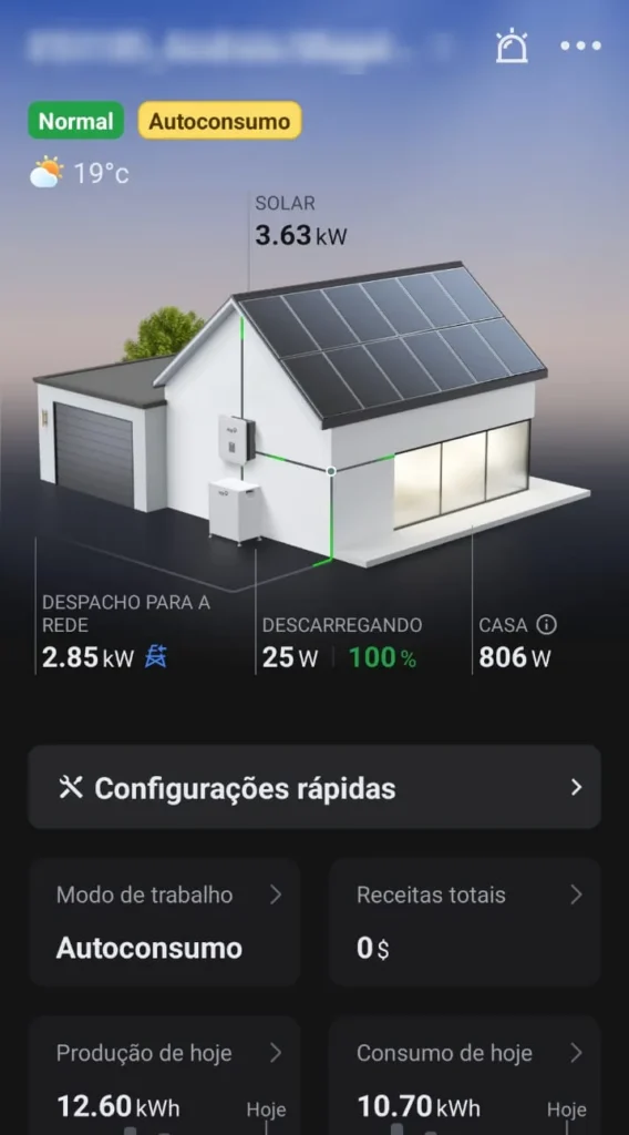 App de monitorização de um cliente Odelsun: 12,6 kWh produzidos e 10,7 kWh consumidos até às 15h